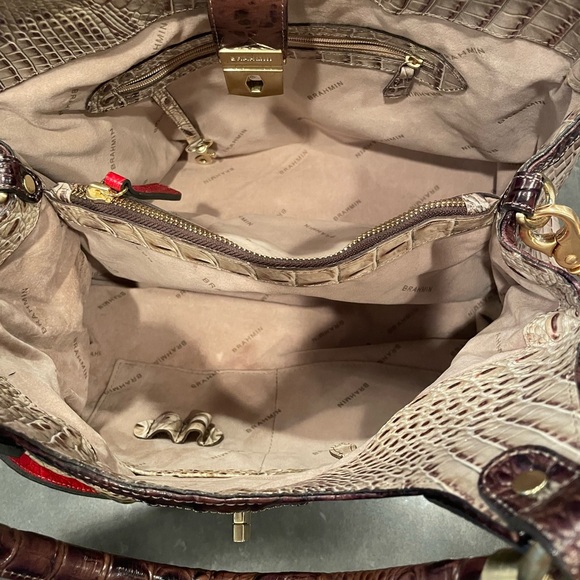 Brahmin Elisa. Beige with brown and red trim. Worn once or twice. - Picture 7 of 9